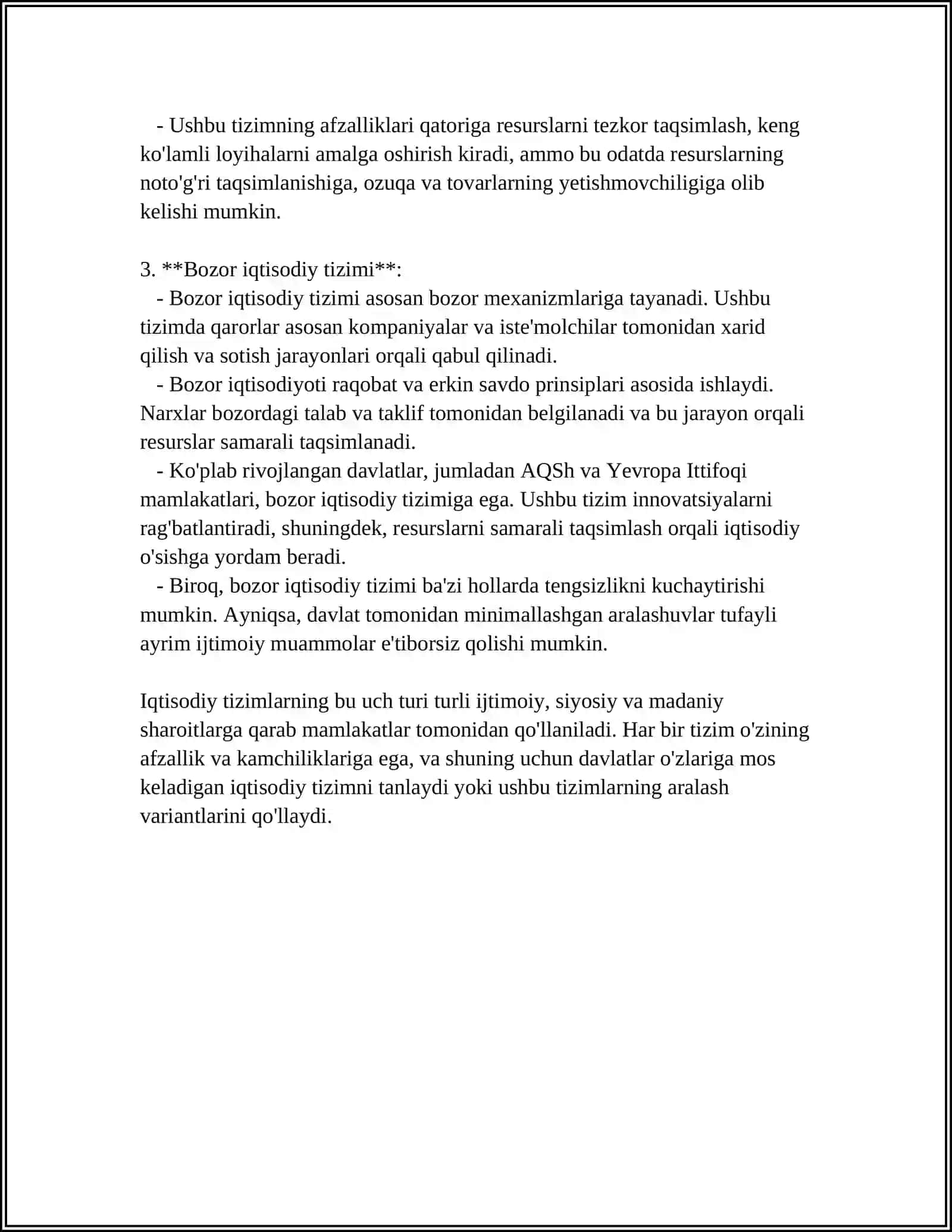 MUSTAQIL ISH Mavzu: IQTISODIY TIZIMLAR 4