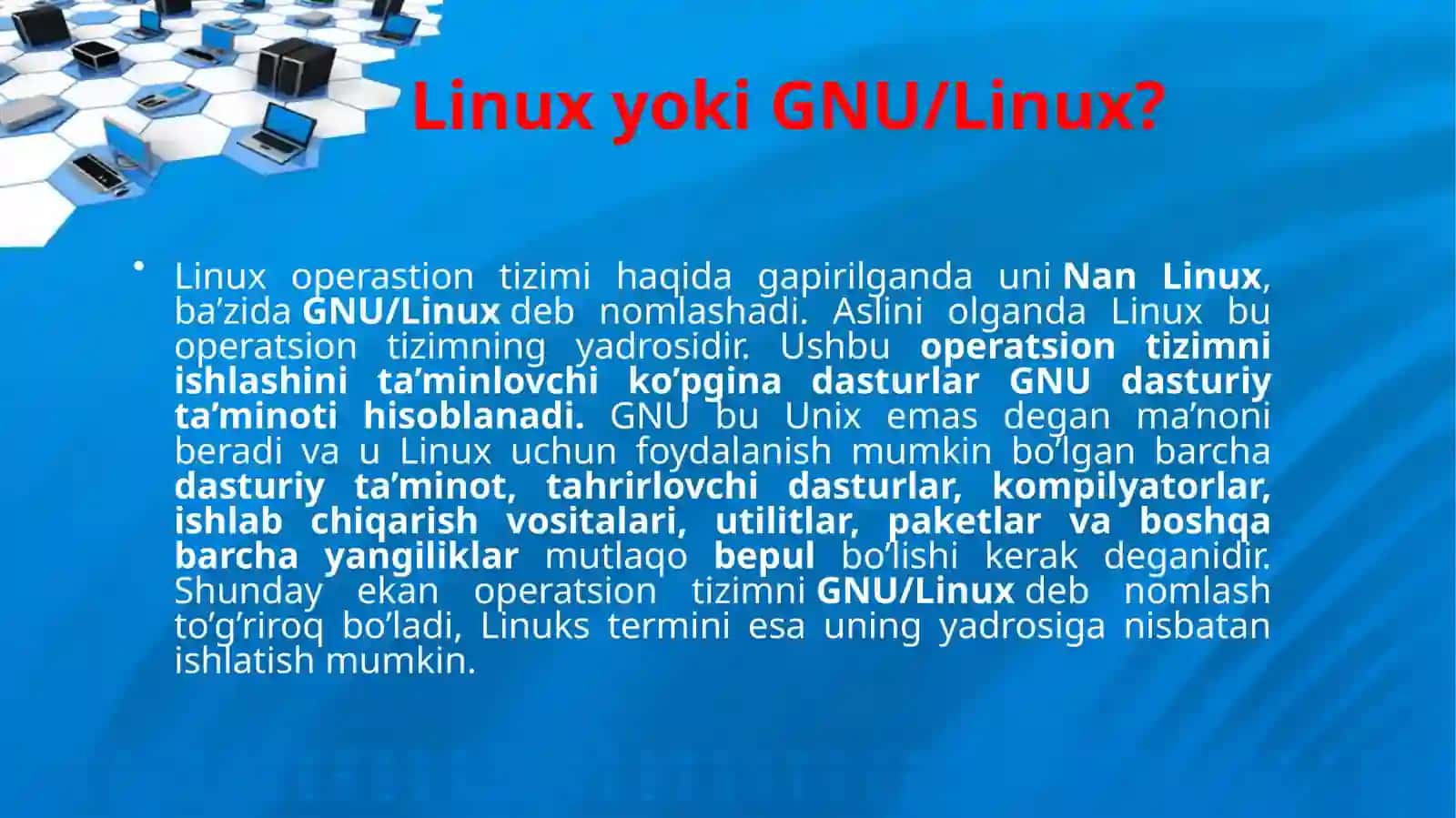 Gnu letsenziyasi va uning kelib chiqishi. operatsion tizim platformasi va arxitekturasi. operatsion tizimlar xizmatlari. 4