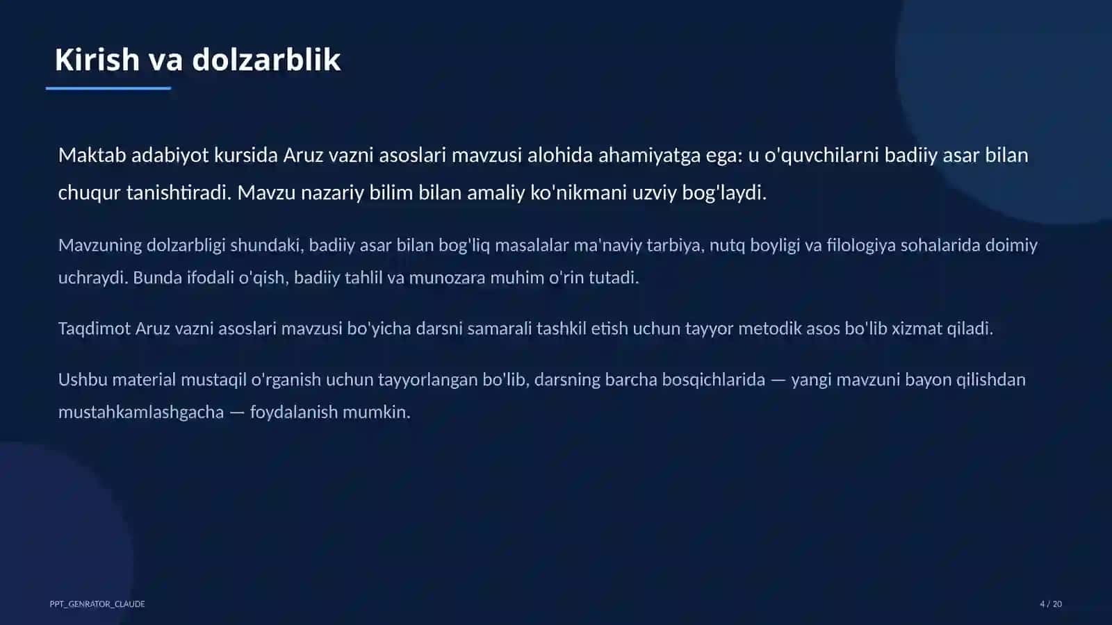 Aruz vazni asoslari (9-sinf) 4