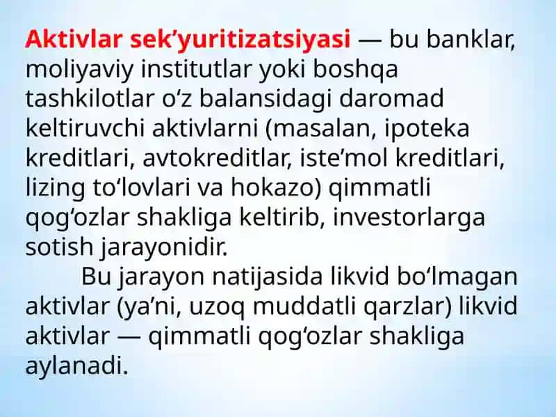 9-mavzu.Aktivlar sekyuritizatsiyasi vositalarining xalqaro bozori 4