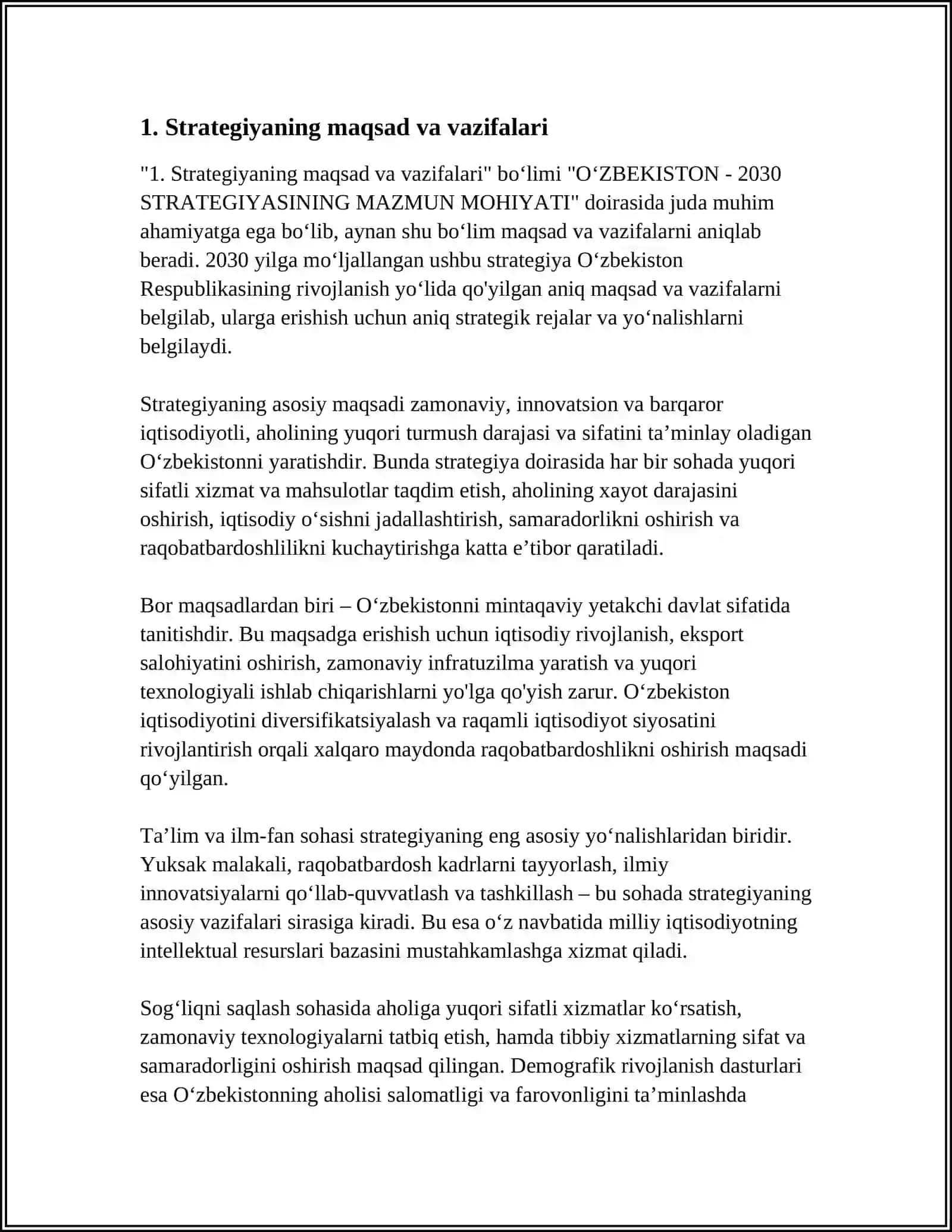 O'ZBEKISTON - 2030 STRATEGIYASINING MAZMUN MOHIYATI 4