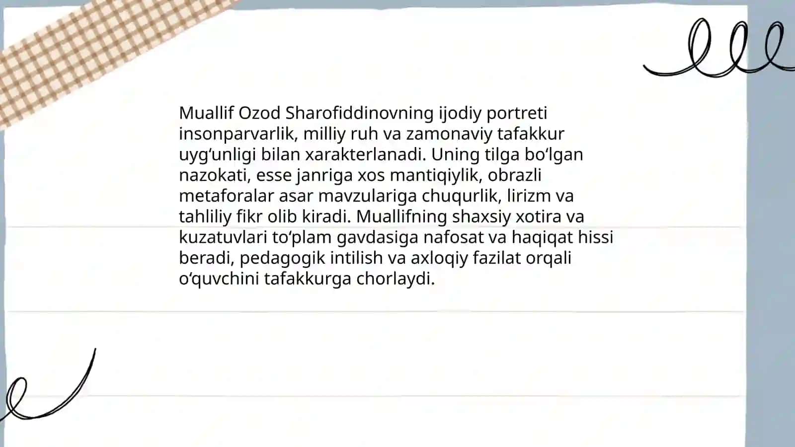 Ijodni anglash baxti 4