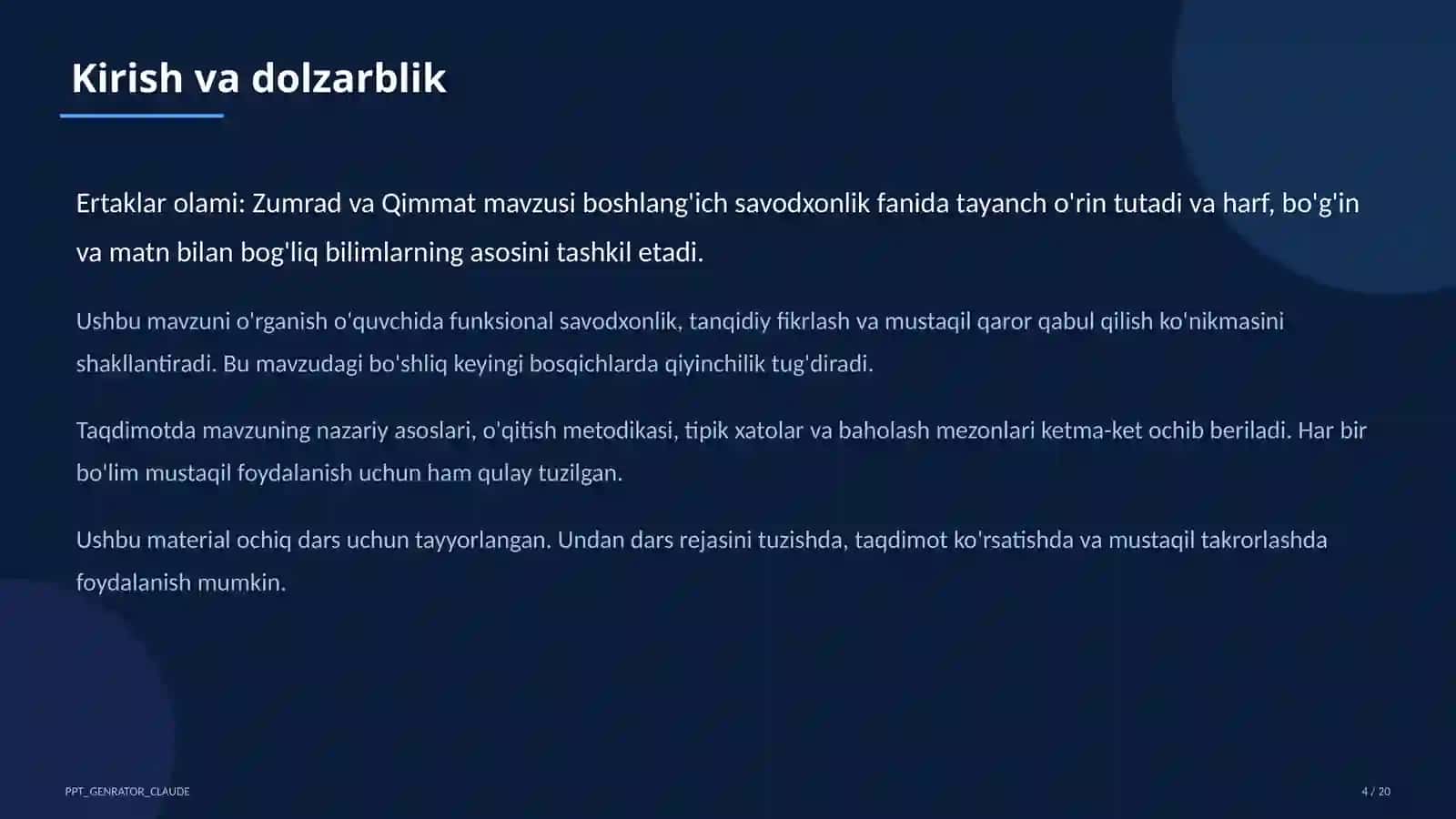 Ertaklar olami: Zumrad va Qimmat (1-sinf) 4