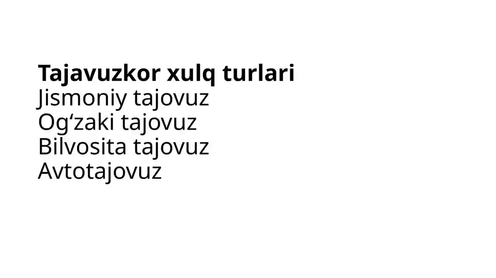 Tajavuzkor xulq tushunchasi 4