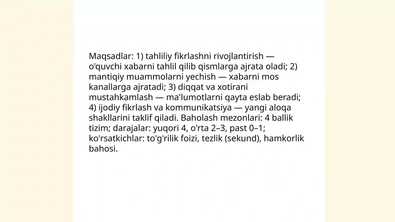 Siz xabarni qanday jonatasiz mavzusida oquvchilarningaqliy rivojlanishida didaktik oyinlarini tashkel etish usullari 4