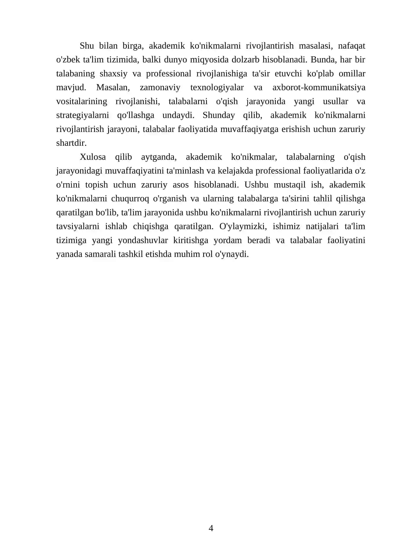Akademik ko'nikmalarning talabalar faoliyatidagi ahamiyati va dolzarbligi 4