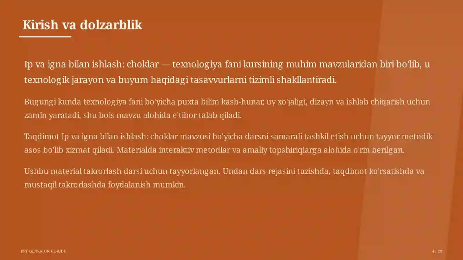 Ip va igna bilan ishlash: choklar (3-sinf) 4