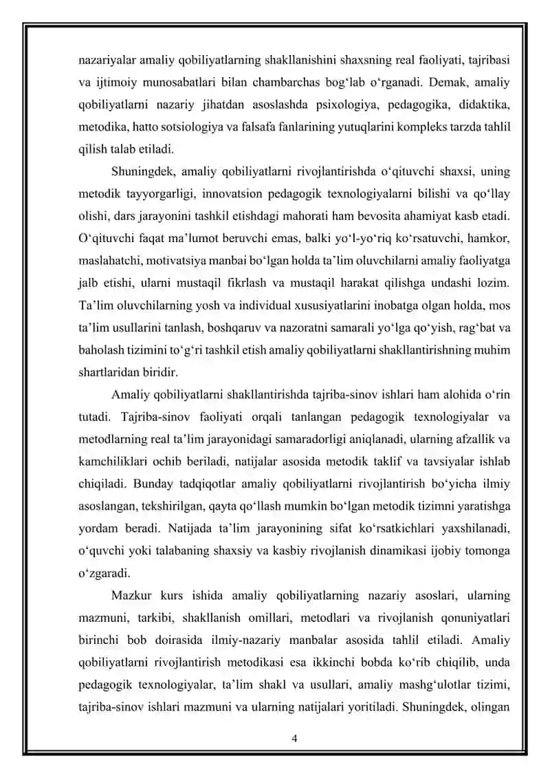 Amaliy qobiliyatlarning rivojlanishi 4