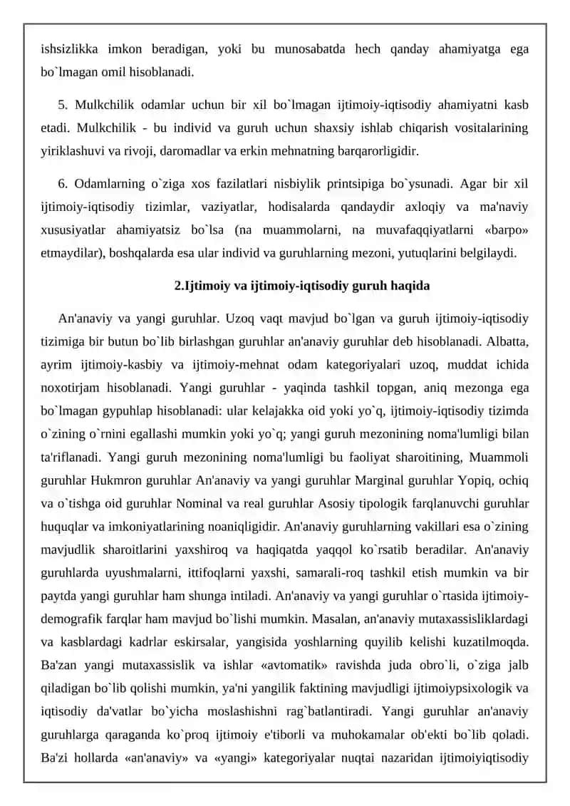 Aniq ijtimoiy-iqtisodiy guruhlarning tahlili 4