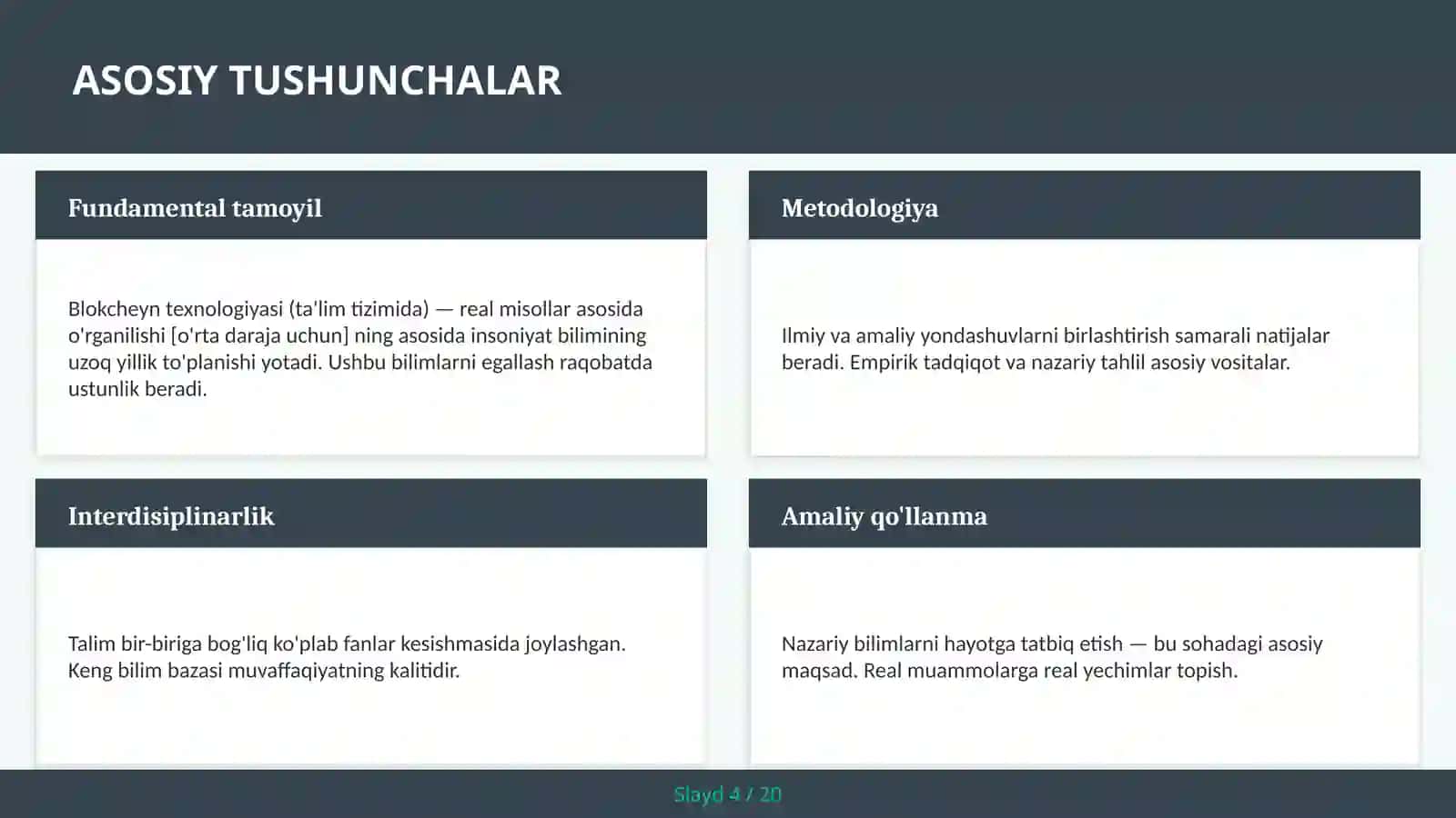 Blokcheyn texnologiyasi (ta'lim tizimida) — real misollar asosida o'rganilishi [o'rta daraja uchun] 4