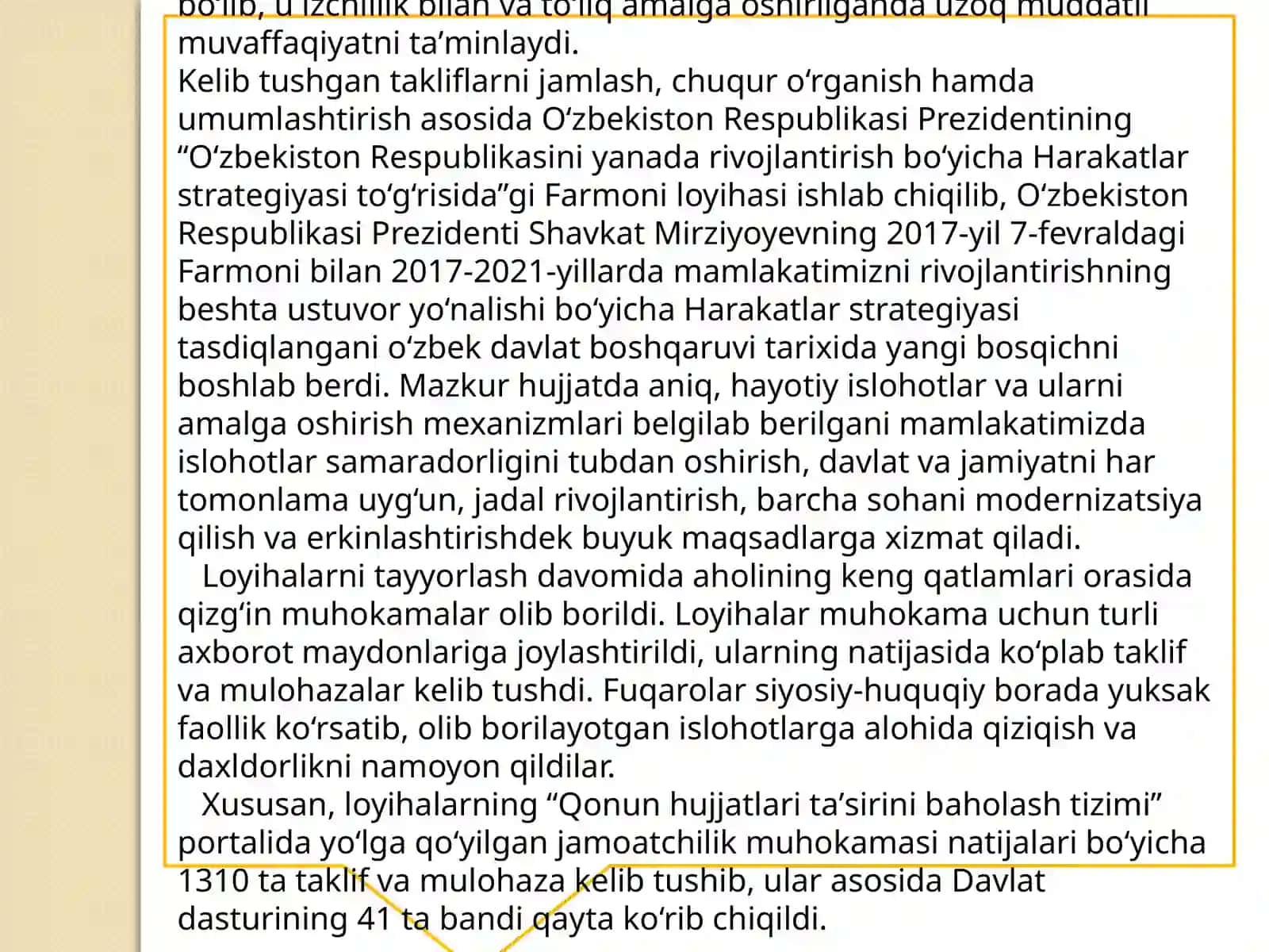O`zbekiston Respublikasini Rivojlantirishda harakatlar strategiyasining tutgan o`rni. 4