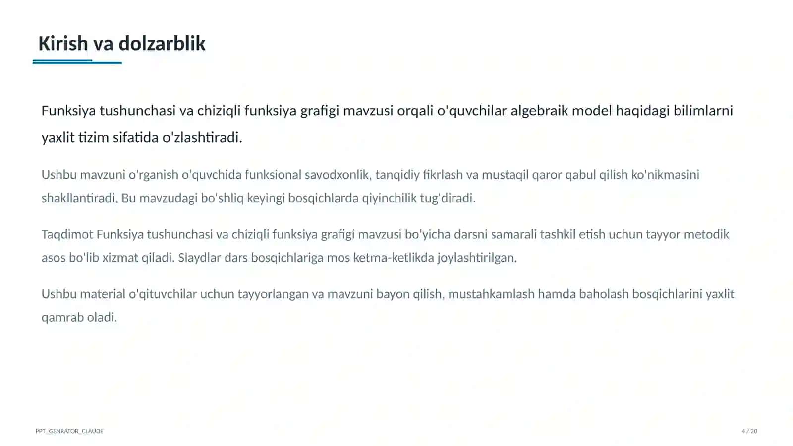 Funksiya tushunchasi va chiziqli funksiya grafigi (7-sinf) 4