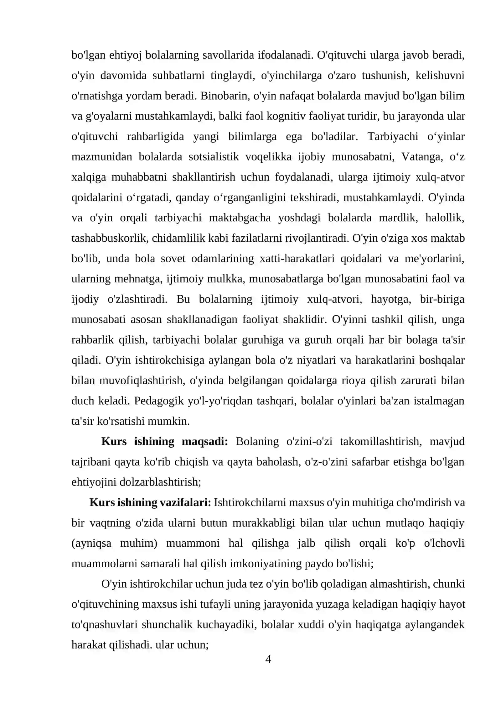 O’yinning bola faoliyati sifatidagi mohiyati va o’ziga xosligi 4