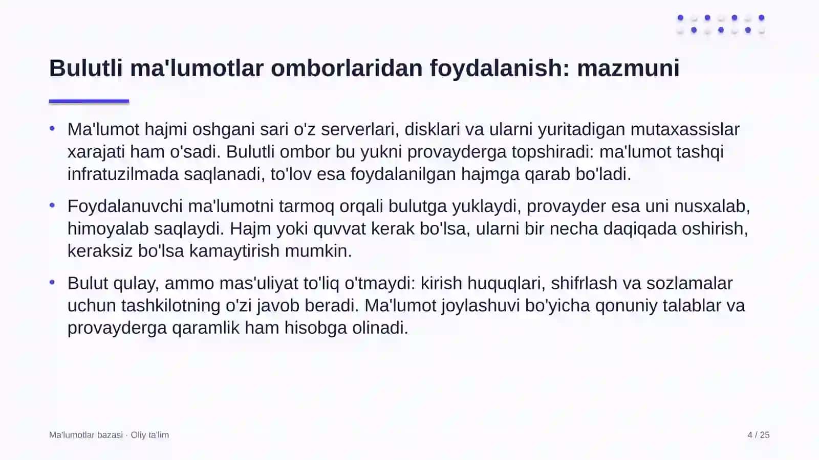 Keytering xizmatida bulutli ma'lumotlar omborlaridan foydalanish 4