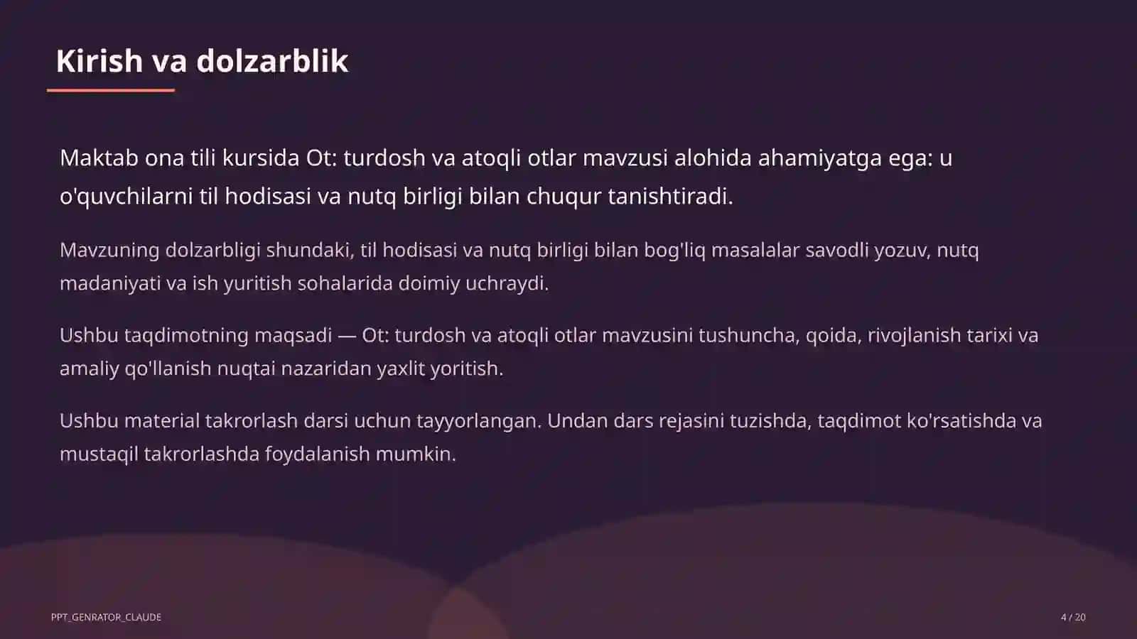 Ona tili (5–11) — takrorlash darsi uchun 4