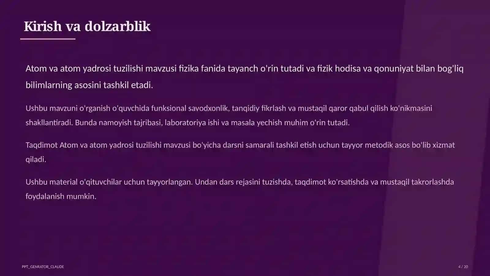 Atom va atom yadrosi tuzilishi (11-sinf) 4