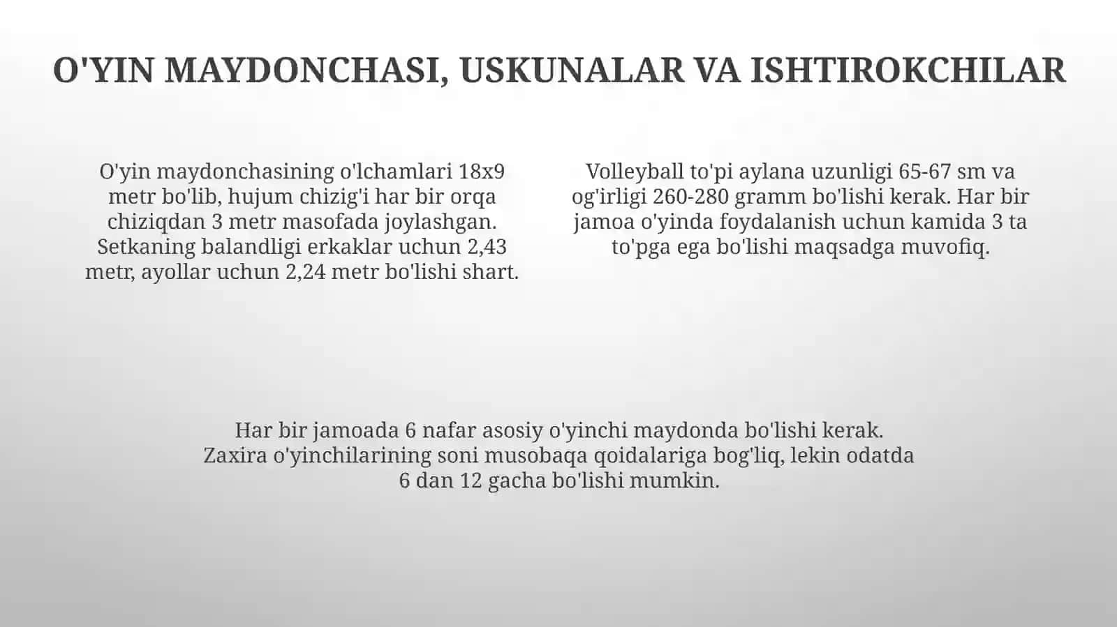Voleybol musobaqa qoidalari, musobaqalarni tashkil qilish asoslari 4