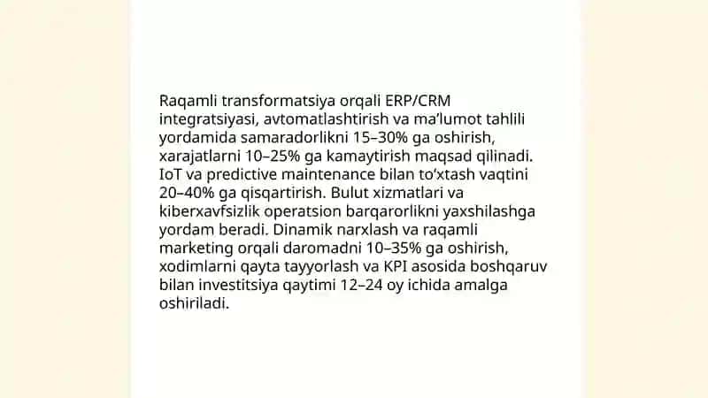 Korxona foydasini oshirishda innovatsion texnologiyalarni joriy etish strategiyalari 4