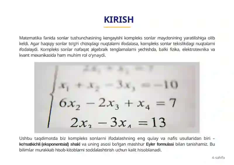 Komplekssonning Koʻrsatkichli Formasi 4