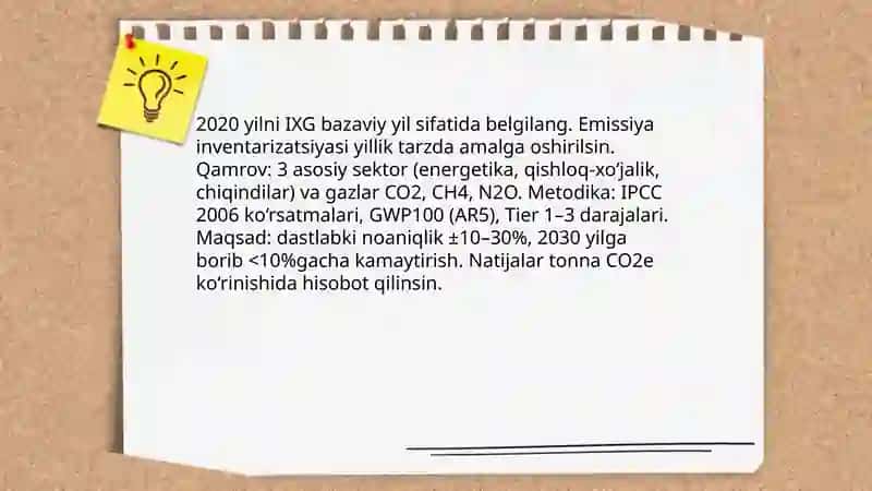 Özbekistonning issiqxona gazlari chiqindilarini kamaytirish boyicha yol xaritasi ishlab chiqish 4