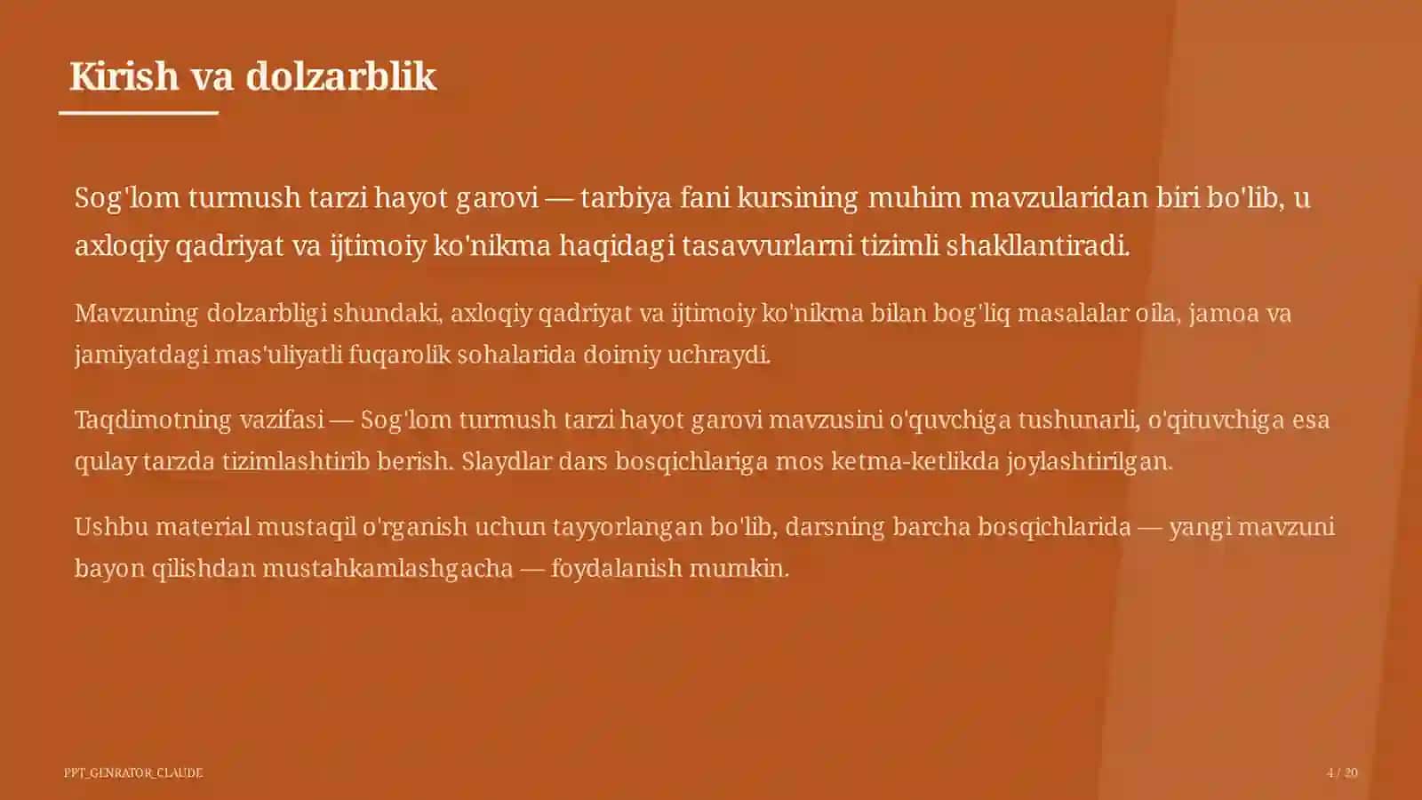 Sog'lom turmush tarzi hayot garovi (7-sinf) 4