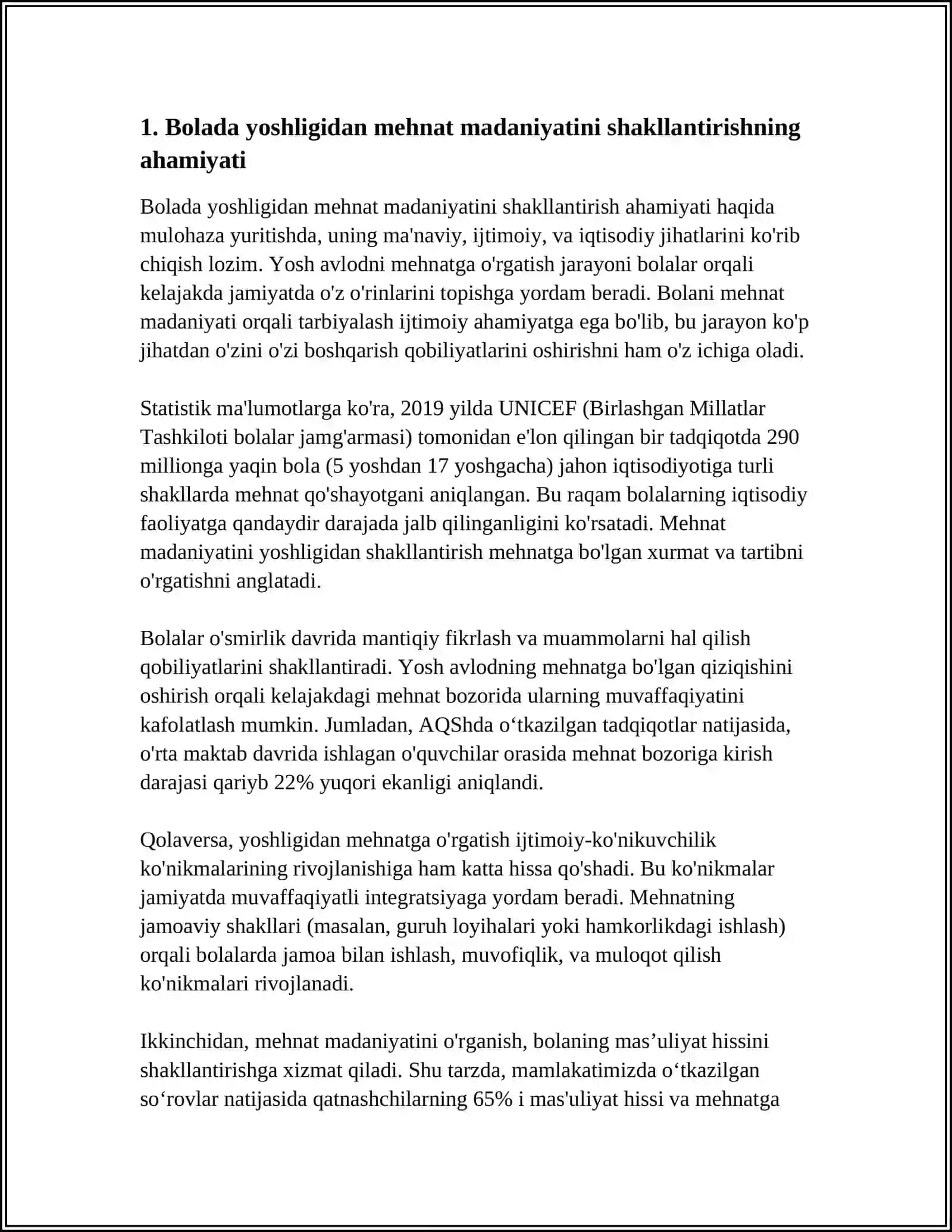 BOHCHA YOSHDAGI BOLADA MEHNAT KÒNIKMASINI SHAKILLANTIRISH 4