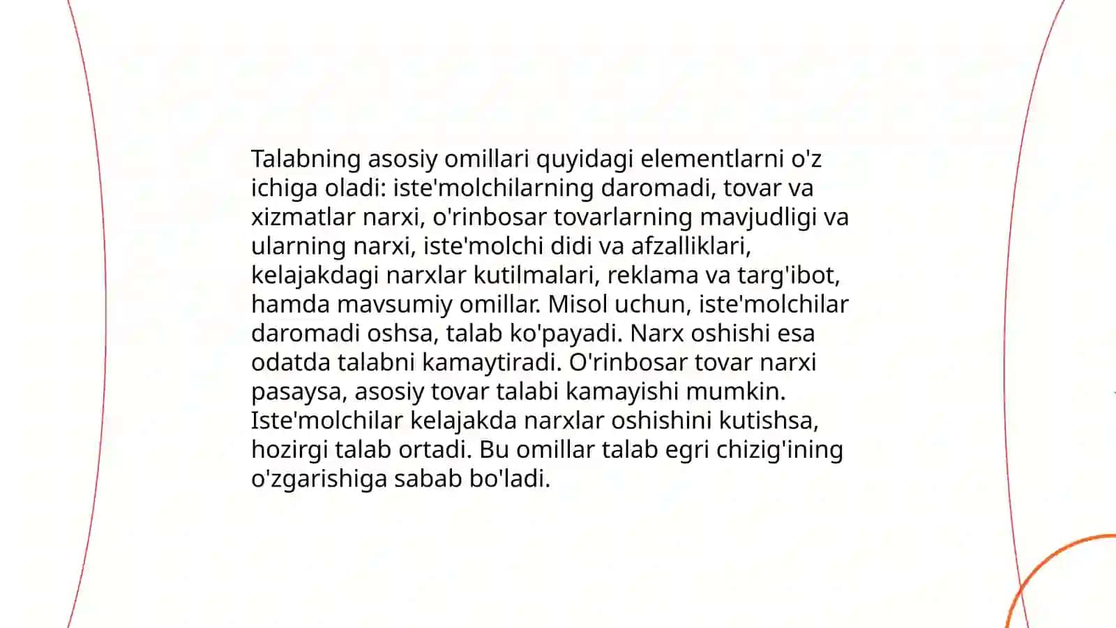 Talab va taklif nisbati hamda uning o'zgarishi 4