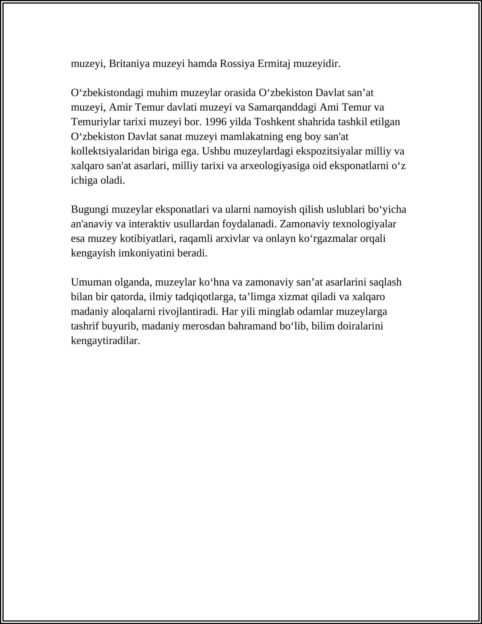 MUZEYLAR O'TMISH VA KELAJAK O‘RTASIDAGI KO‘PRIK 4