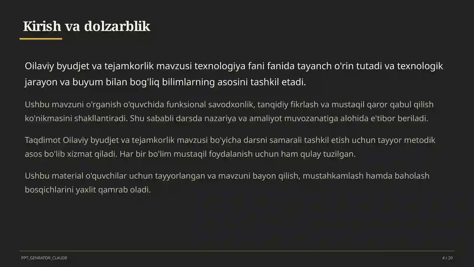 Texnologiya (1–11) — o'quvchilar uchun 4