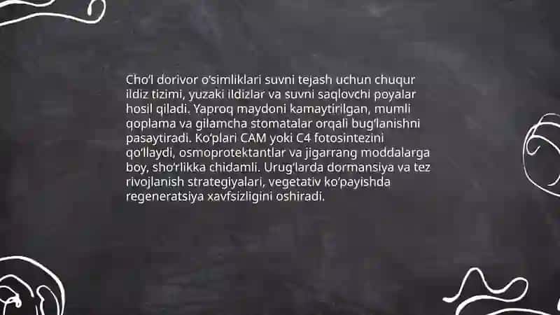 Cho‘l mintaqasida keng tarqalgan dorivor o‘simliklar 4
