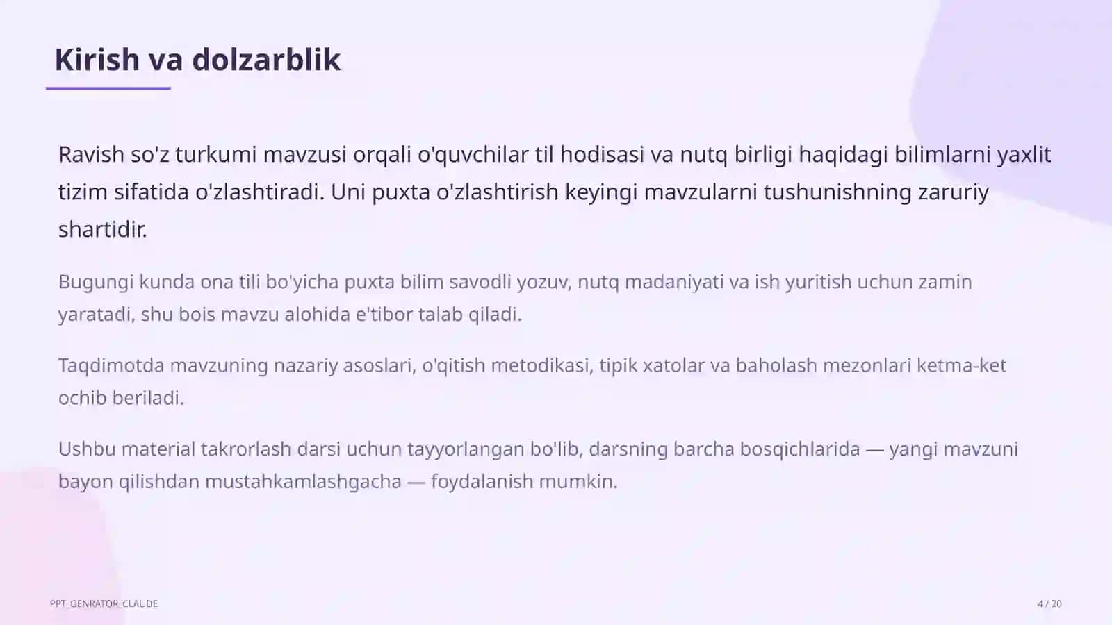 Ravish so'z turkumi (7-sinf) 4