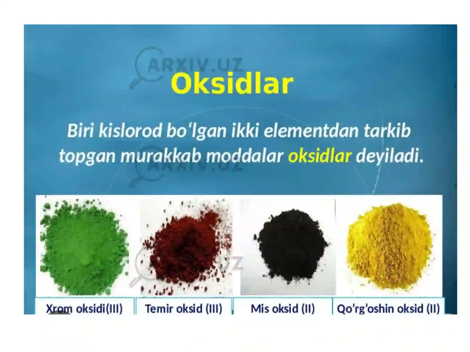 OKSIDLAR, ASOSLAR, KISLOTALAR, TUZLAR 4