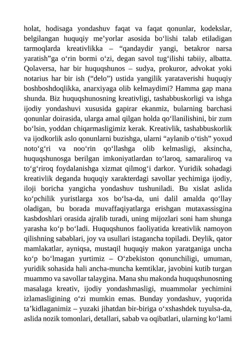 YURIST FAOLIYATIDA TASHABBUSKORLIK,  KREATIVLIK VA MASALAGA IJODIY YONDASHUV 4