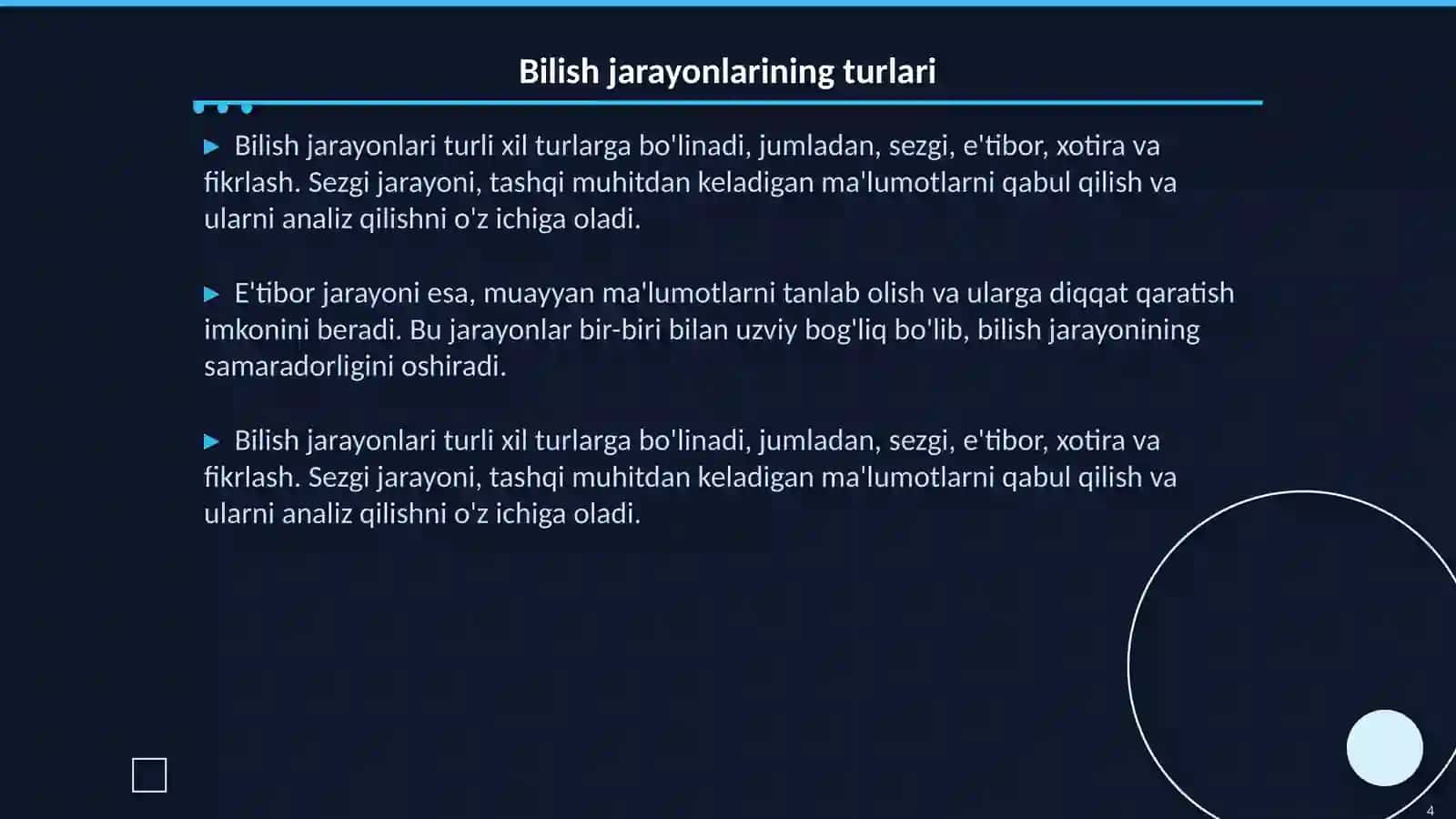 Bilish jarayonlari va ularning psixologik asoslari 4