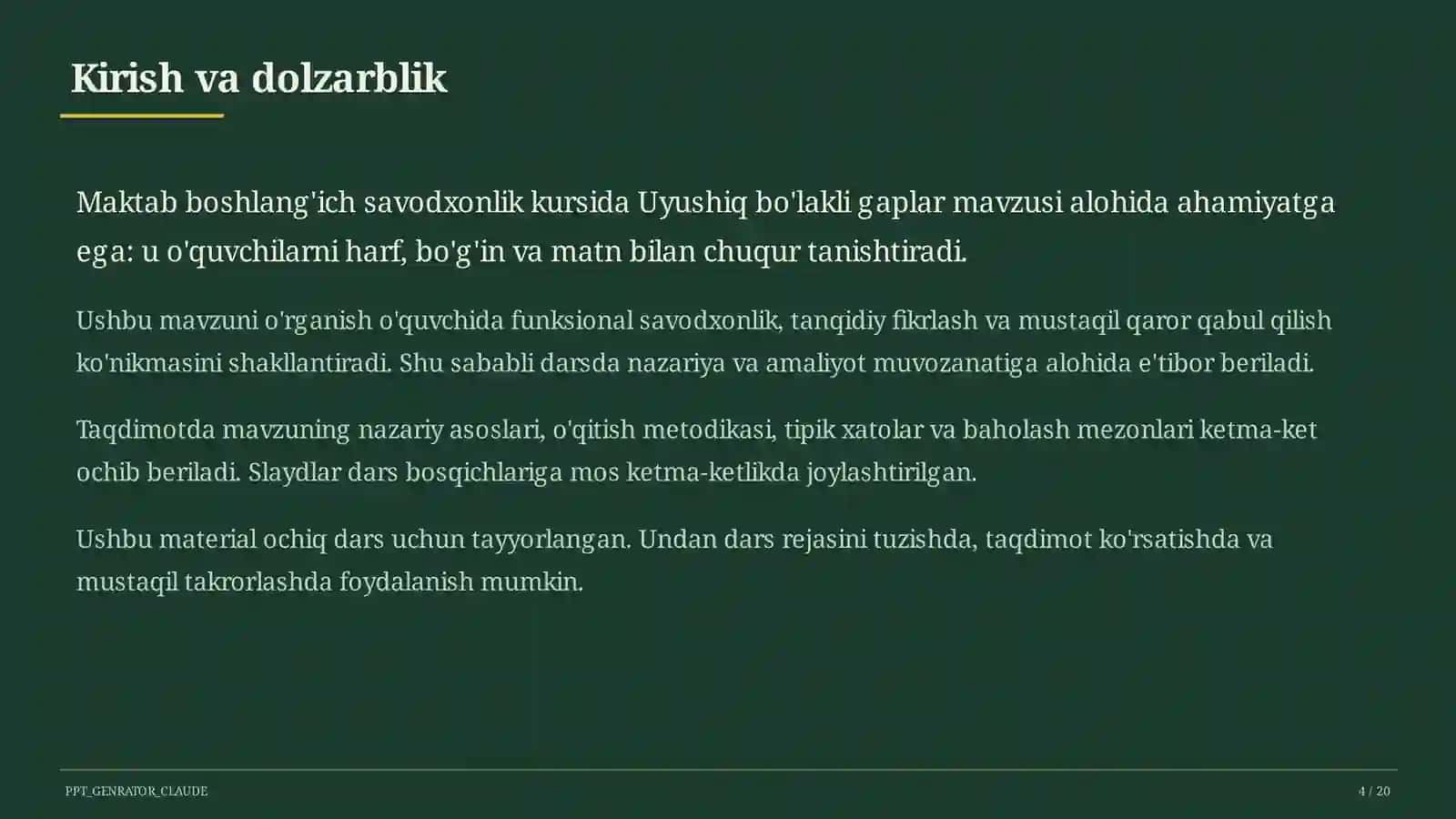 Uyushiq bo'lakli gaplar (4-sinf) 4