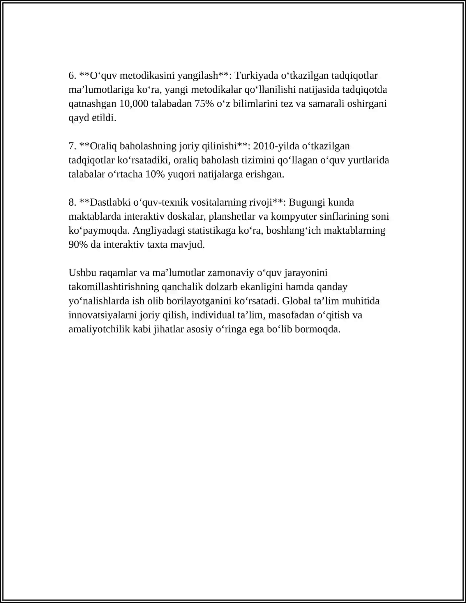 ZAMONAVIY OʻQUV JARAYONINI TAKOMILLASHTIRISHDA PEDAGOGIKNING SHAXSIY VA KASBIY OʻZINI-OʻZI RIVOJLANTIRISH METODIKASI 4