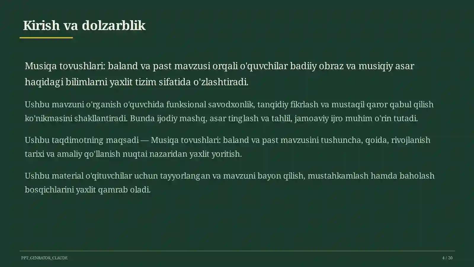 Musiqa tovushlari: baland va past (1-sinf) 4