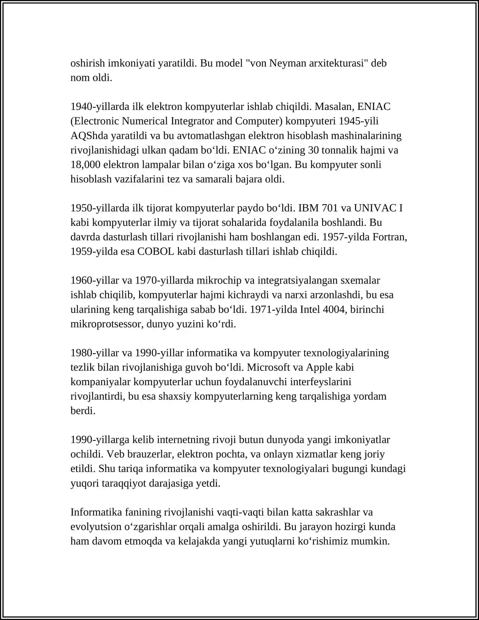INFORMATIKA VA AXBOROT FANINING RIVOJLANISHI VA HUQUQIY ASOSLARI 4