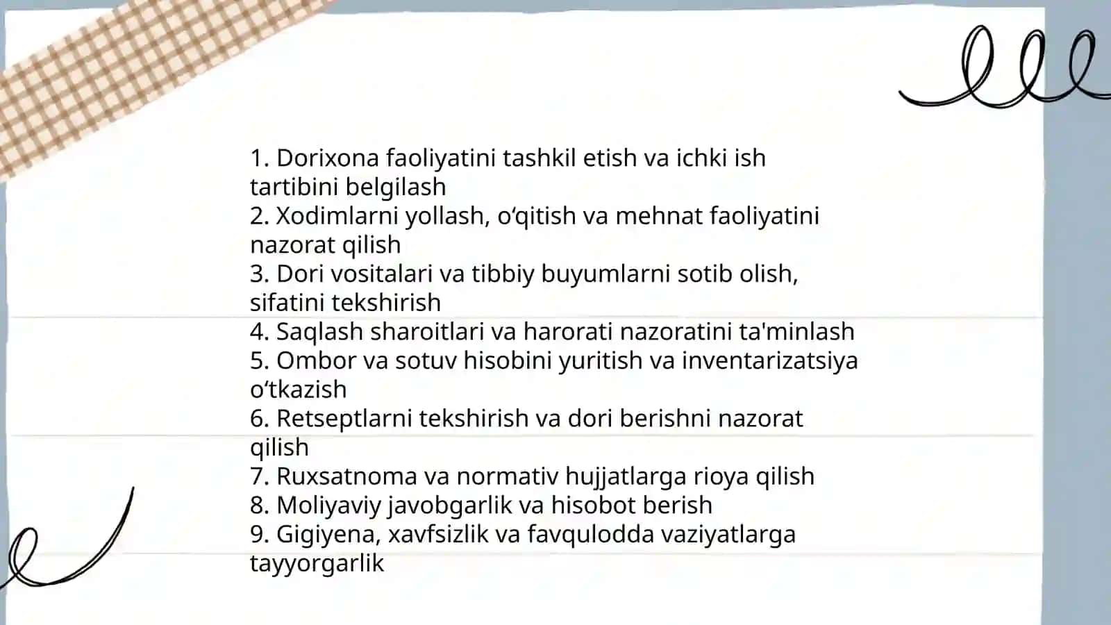 Dorixona va unda ishlovchi xodimlar vazifalari va shtatlari 4