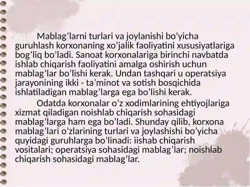 XO`JALIK  MABLAG`LARI  VA  ULARNING  KELIB  CHIQISH MANBAALARINI  TASNIFI. 4