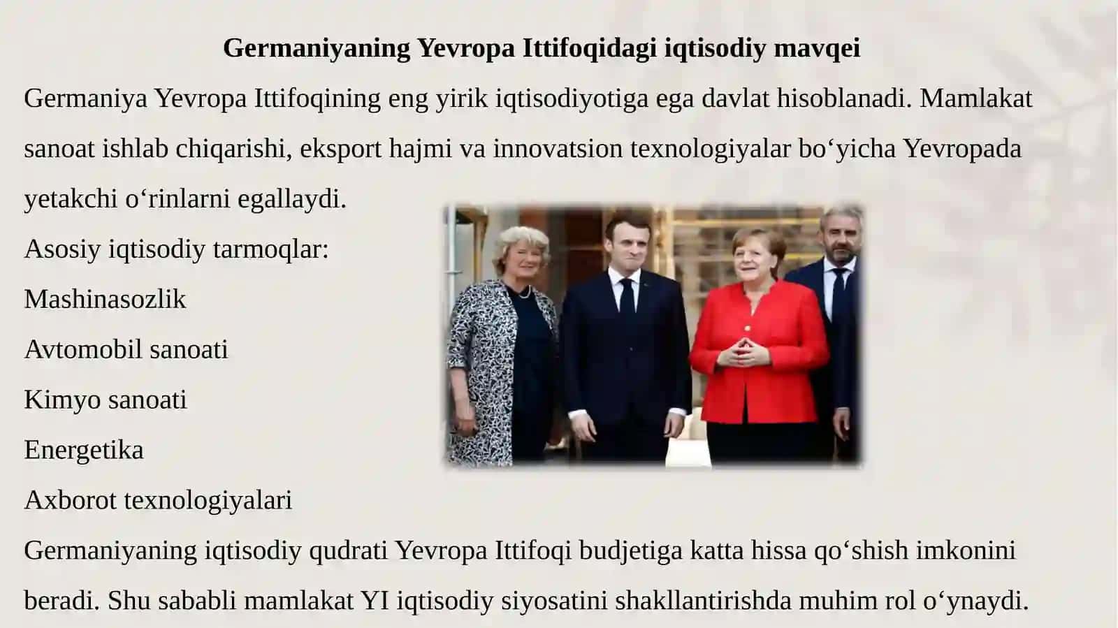 XXI asr boshlarida Germaniyaning Yevropa Ittifoqi siyosatidagi yetakchiligi 4