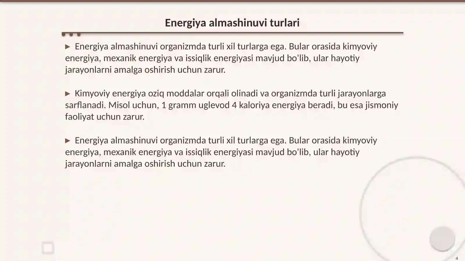 Modda almashinuvi fiziologiyasi 4