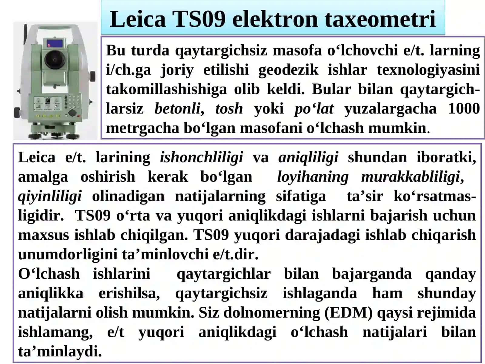 "LEICA" elektron taxeometrlari tuzilishi 4