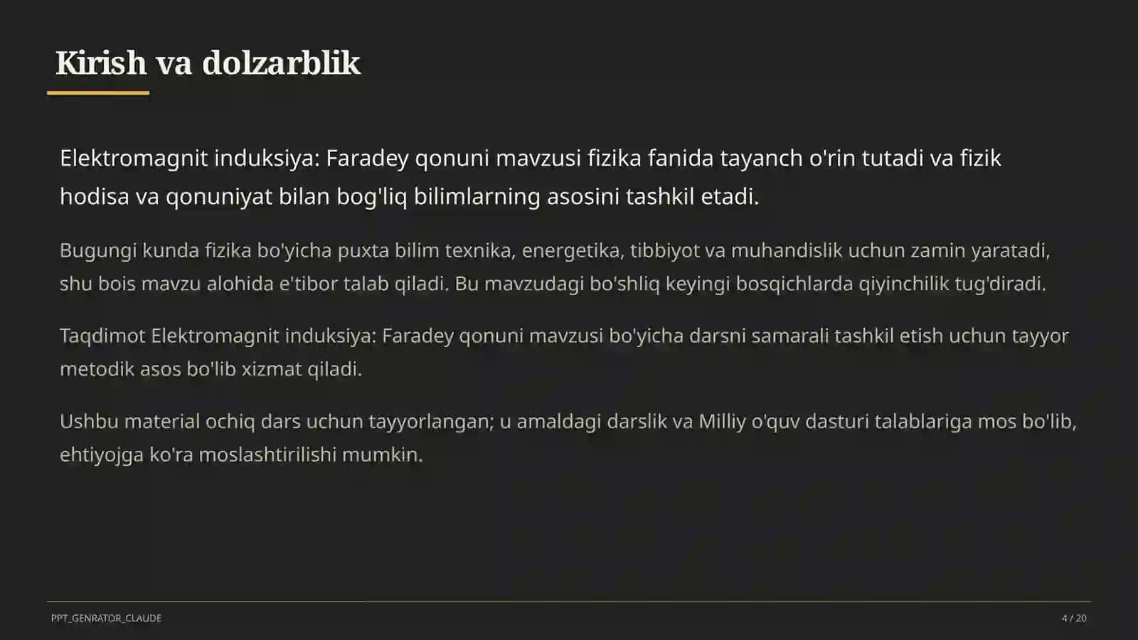 Elektromagnit induksiya: Faradey qonuni (11-sinf) 4