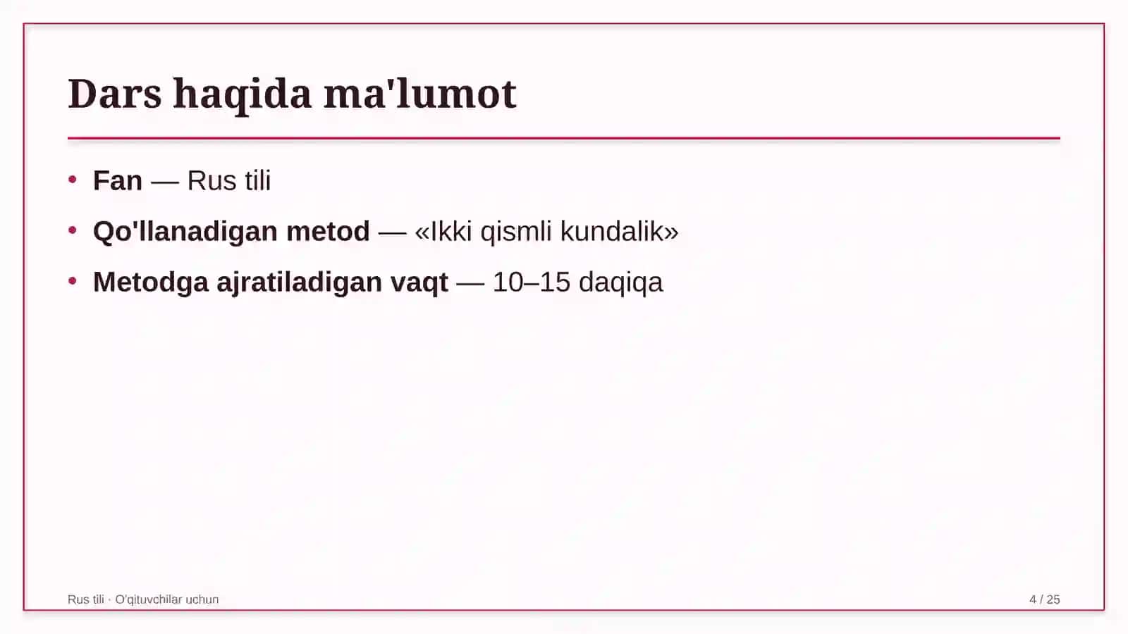rus tili darslarida ikki qismli kundalik metodidan foydalanish 4052 4