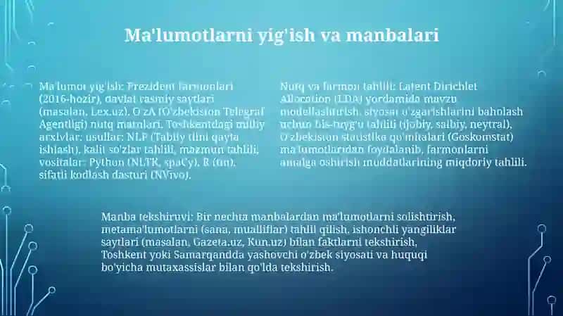 Mirziyoyevning asharnutq va farmonlaridan foydalanishning uslubi 4