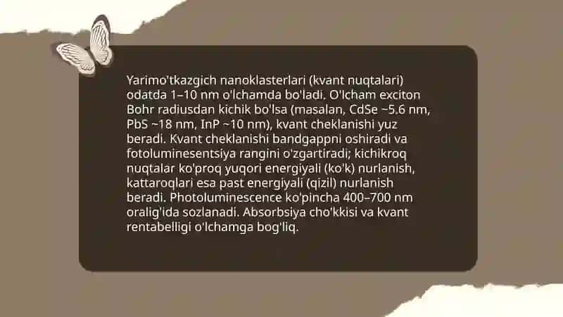Nanoklasterlar turlari ularni ôlchami 4