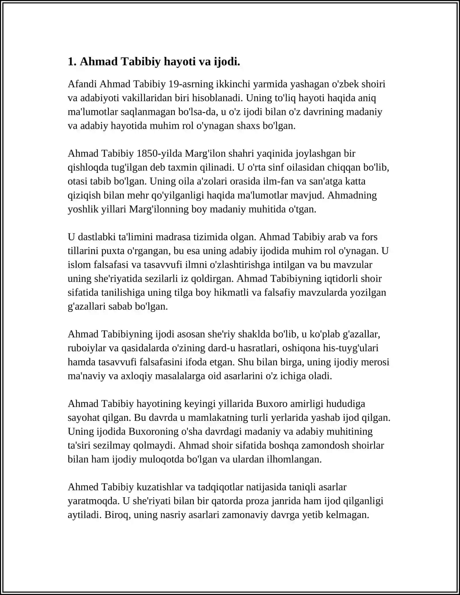 AHMAD TABIBIY FAOLIYATIGA OID ASARLARNI O'RGANISH 4