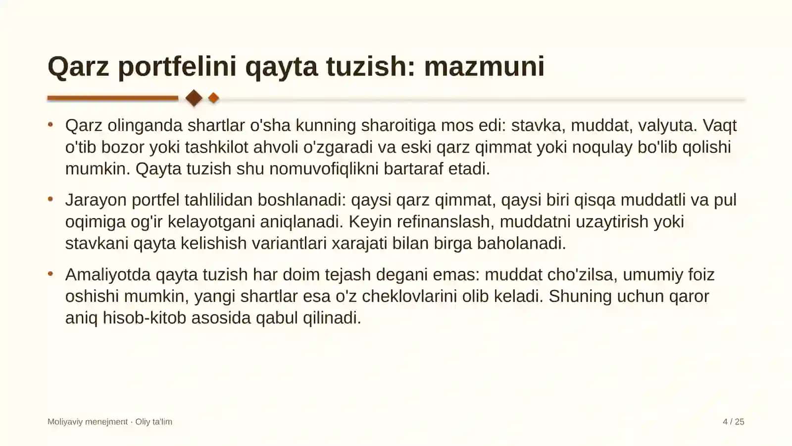 tovar xomashyo birjasida qarz portfelini qayta tuzish 5457 4