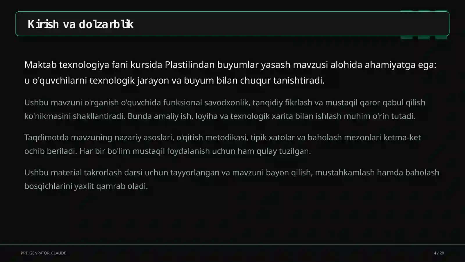 Plastilindan buyumlar yasash (1-sinf) 4